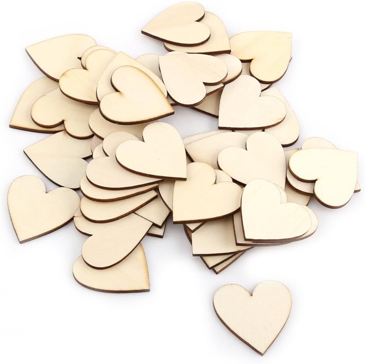 Dailygoods- Houtspaanders 50 Stuks - Hartvormige Decoratieve Houtspaanders - Bruiloften Decoratie - Kunst en Ambacht - Kaarten Maken - Professionele K