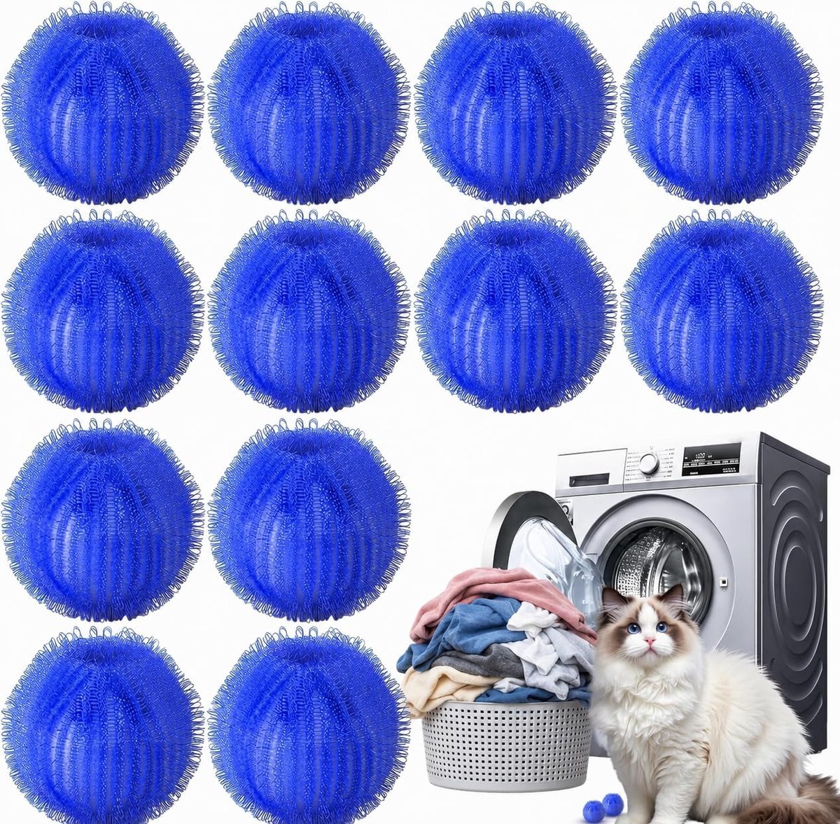 YAGXIG Haarvanger voor de wasmachine - Verwijdert dierenharen uit de was - Zeer efficiënte haarvanger voor katten en honden - Geschikt voor kleding, lakens, handdoeken en fleece dekens - Zacht voor stoffen - Verpakking van 12 stuks