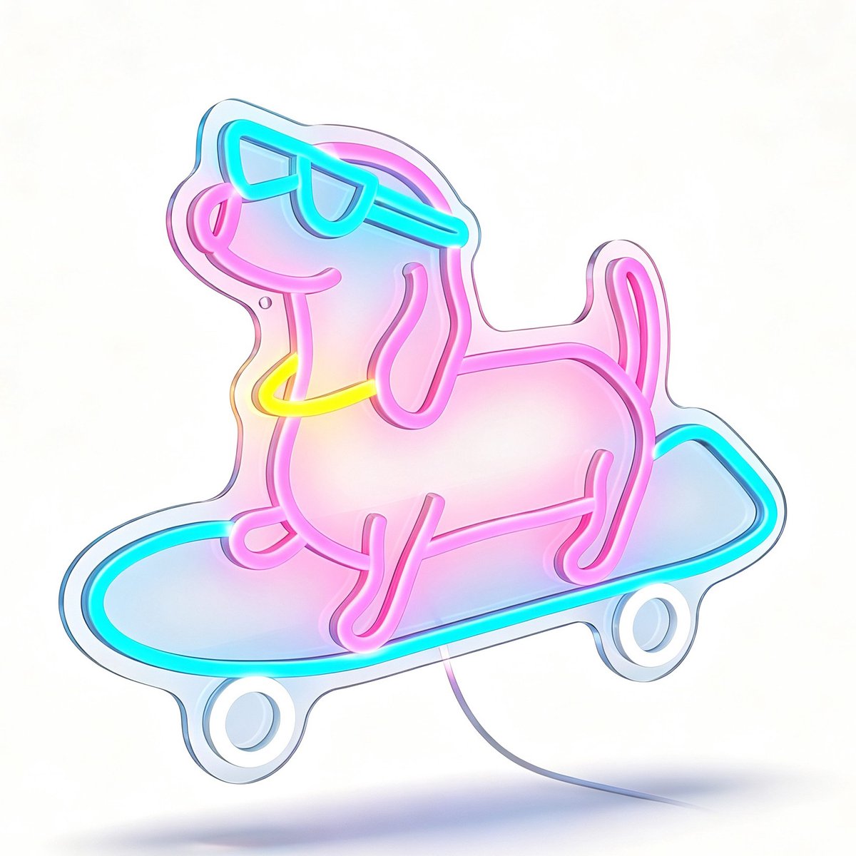 Namajunas-Neon-lamp-Led-wandlamp-Wanddecoratie-Dimbaar-Neon-Verlichting-Neon-Sign-Teckel-skateboard-hond-Voor-Slaapkamer-Bar-Spelletjeskamer-Schattig-Cadeau-voor-Dierenliefhebbers-sfeerlamp-USB-oplaadbaar-Energiezuinig-Duurzaam-Uniek-design-Cadeau