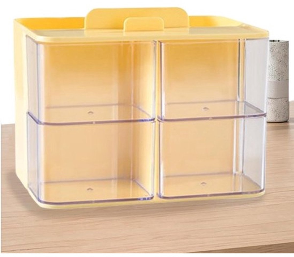 Bureau Opberger - Bureau Organizer - Bureau Ordenen - Draaibaar Ontwerp - 17 x 13 x 14 cm - Geel
