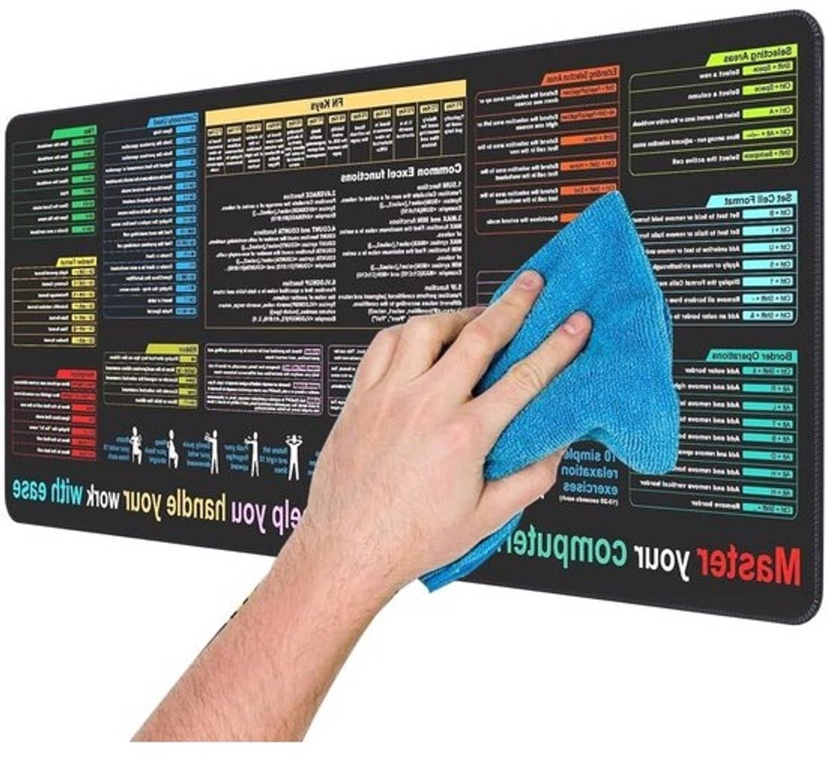 Muismat met snelkoppelingen - Bureau mat Werkmat - Efficiënter werken - Antislip onderkant - 40x90 cm - Zwart