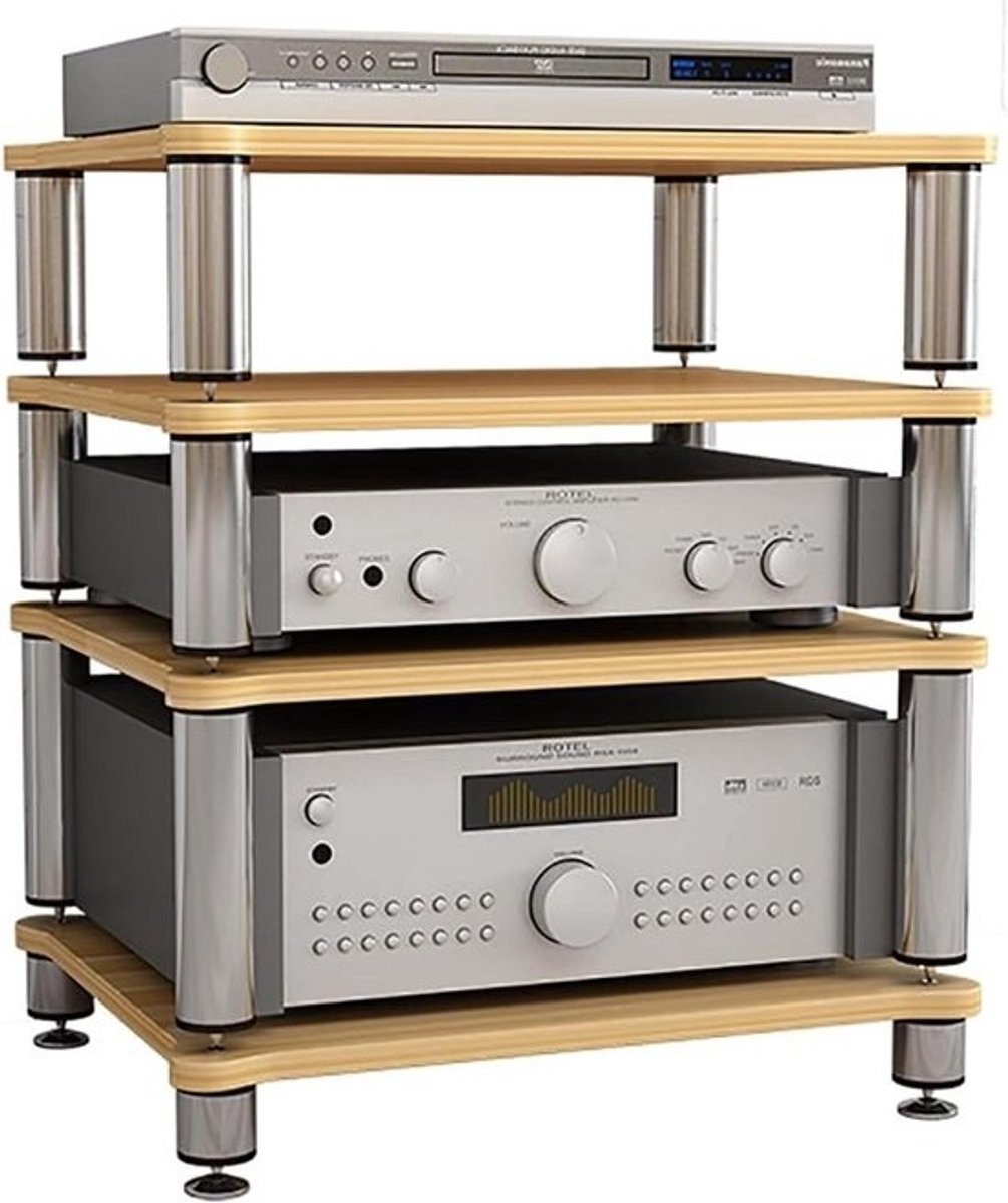 Stereo Rek - Audiorek Mediastandaard - Media Opslag - Stevige Framestructuur - 4 Laags - Zwart