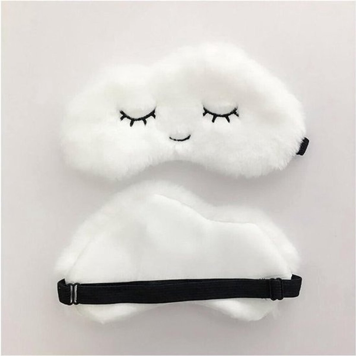 Slaapmasker - Blinddoek Ooglap - Ontspannen Slapen - Zachte Pluche Voorkant - 20.5x9cm - Wit