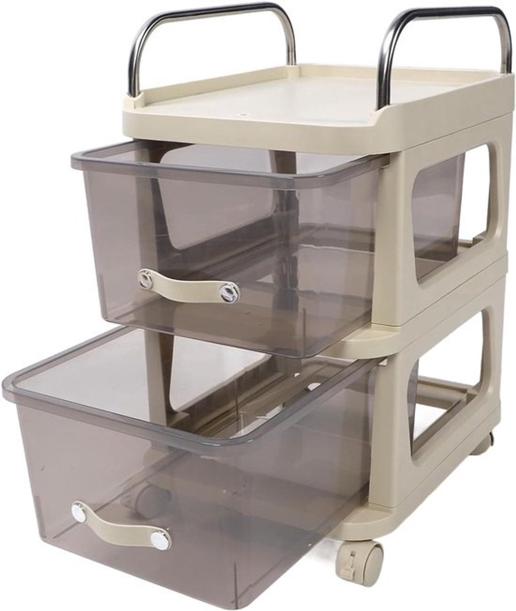 Ladeblok Op Wielen - Opbergwagen Mobiel - Ruimte Organiseren - Stabiel & Verrijdbaar - 42x40x33 cm - Wit