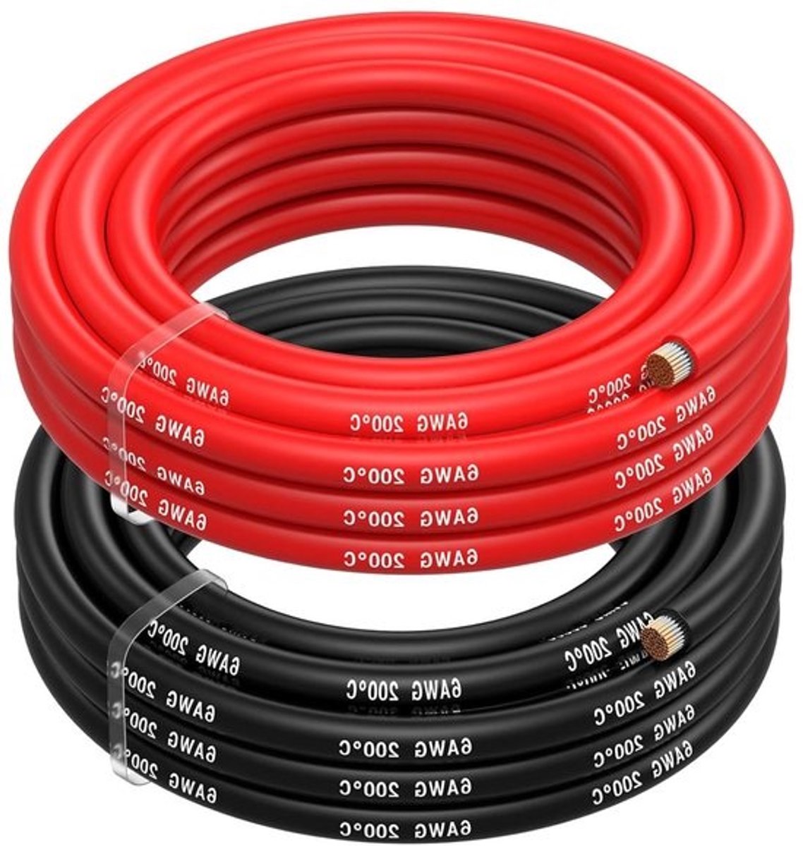 Siliconen Elektrische Draad - Koperkabel Accukabel - Energie Overbrengen - Hoge Geleider - 2 x 25 m - Rood Zwart
