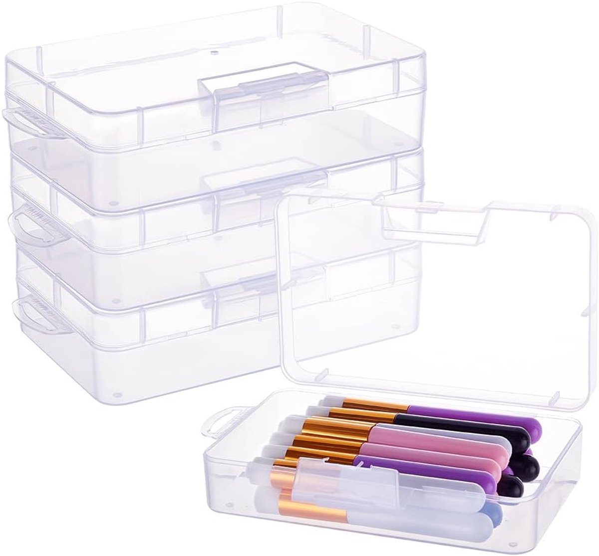 Dailygoods- Opbergcontainer 10 Stuks - Doorzichtige Opbergdoos - Opbergdoos met Deksels - Kunststof - Voor Kleine Voorwerpen - Robuust en Lekvrij