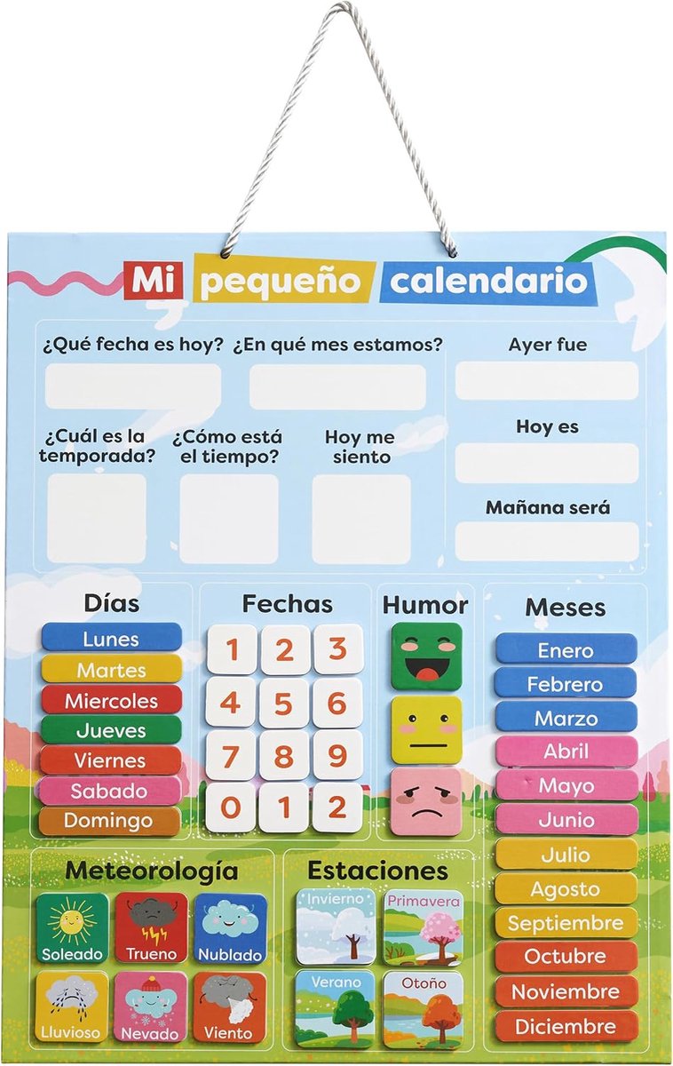 chuckle Magnetische kalender voor kinderen met seizoenen, data en tijd, 40 x 32 cm, grappig educatief spel voor kinderen van 4 tot 10 jaar