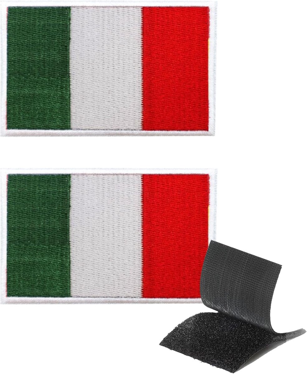 2 stuks Italiaanse vlag klittenbandsluiting patches, ferrari patches, Italiaanse formule met patches