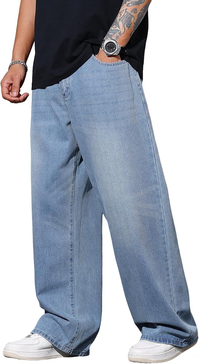 Jeans, Streetwear Jeans Skater Wijde Pijpen, Losse Fit Denim Broek