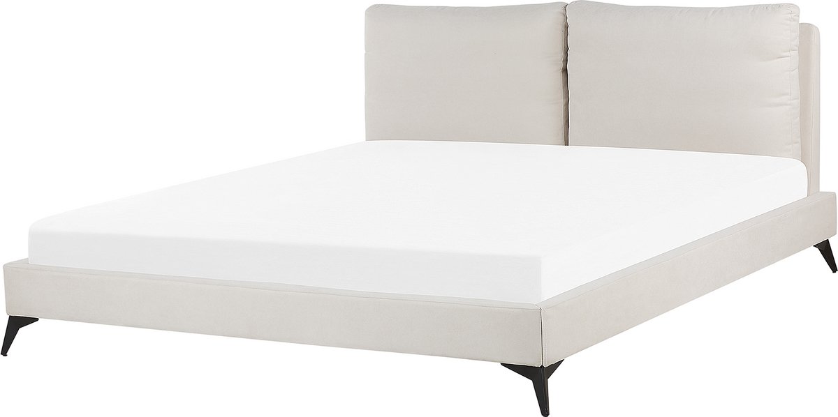 Beliani MELLE - Tweepersoonsbed - Lichtbeige - 180 x 200 cm - Chenille