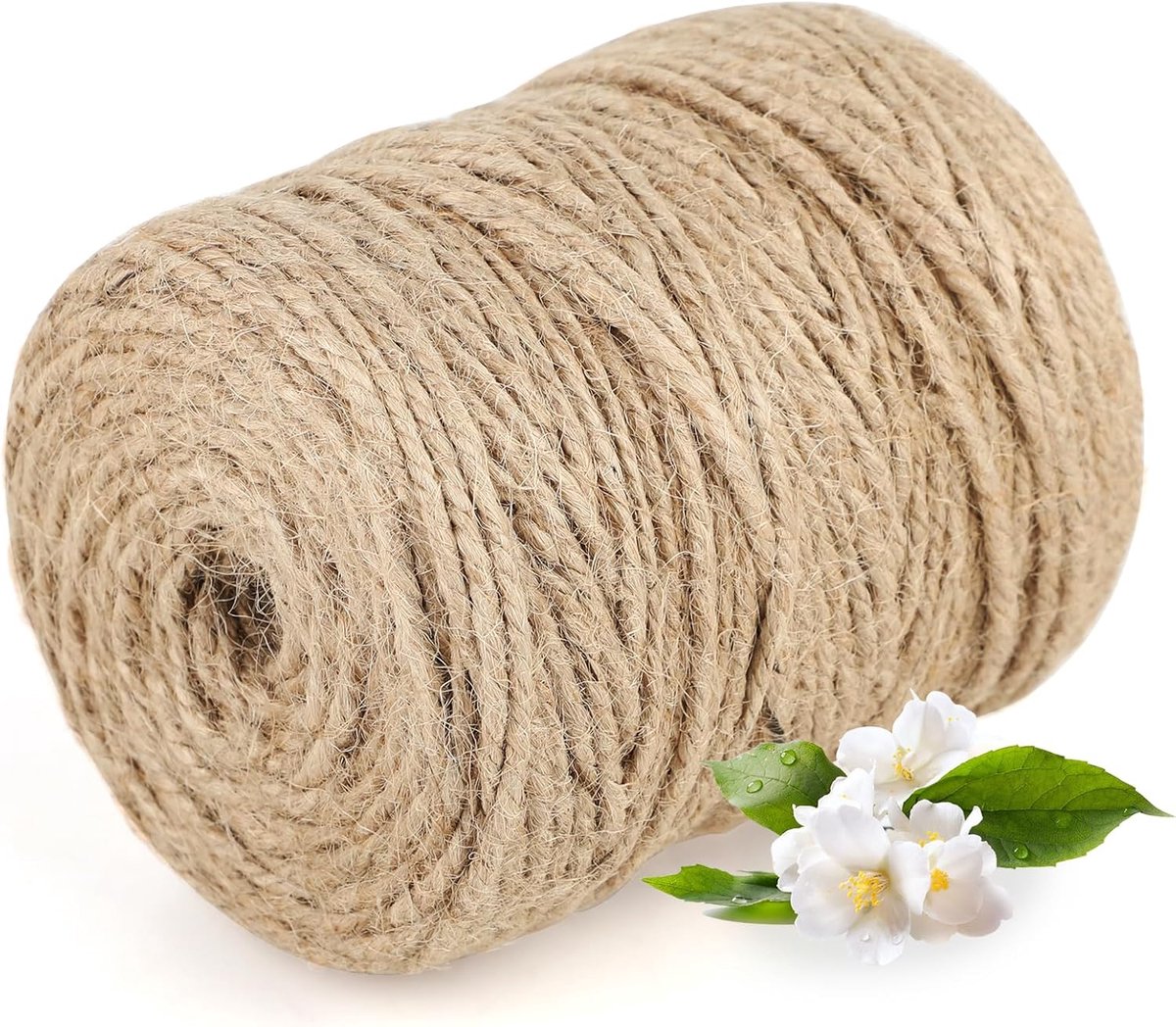 Tuinkoord jute 3 mm dik, 100 m rol, touw voor tuin en handwerk, natuurlijke kleur, ideaal als jute koord voor veelzijdige toepassingen.
