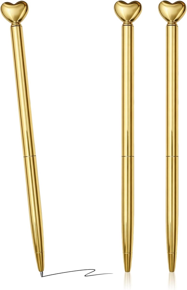 balpen, 3 stuks, intrekbare metalen decoratiestiften, 1,0 mm, zwarte inkt in grootverpakking, schattige pennen, cadeaus voor vrouwen, school (3 stuks)