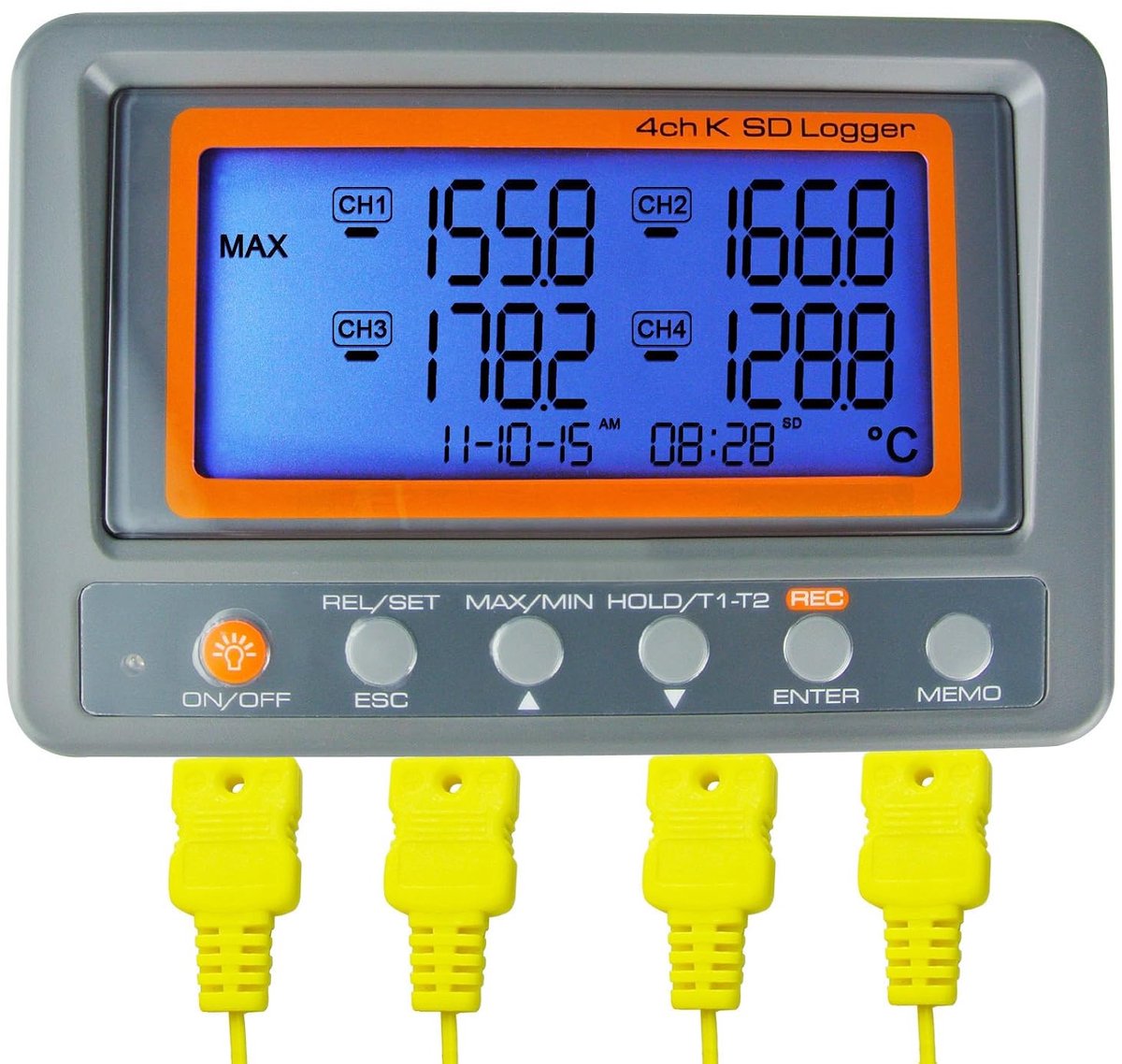4-kanaals K Art Thermometer SD kaart datalogger thermoelement temperatuur + 2 kralen Art K thermokoppel-sonde (Main Unit A0188598)