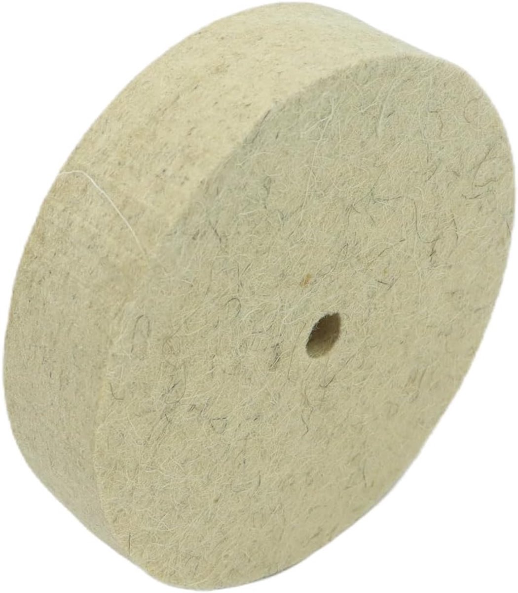 Wolvilt polijstschijf 100x25mm, 10mm boring, beige