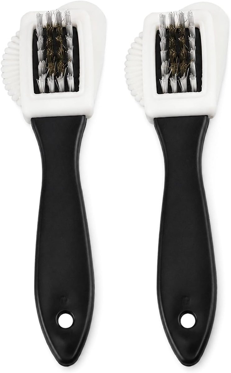borstels set van 2 - professionele schoenborstel voor nubuk, velours & suède. Effectieve dieptereiniging & zachte verzorging met ergonomische kunststof handgreep.