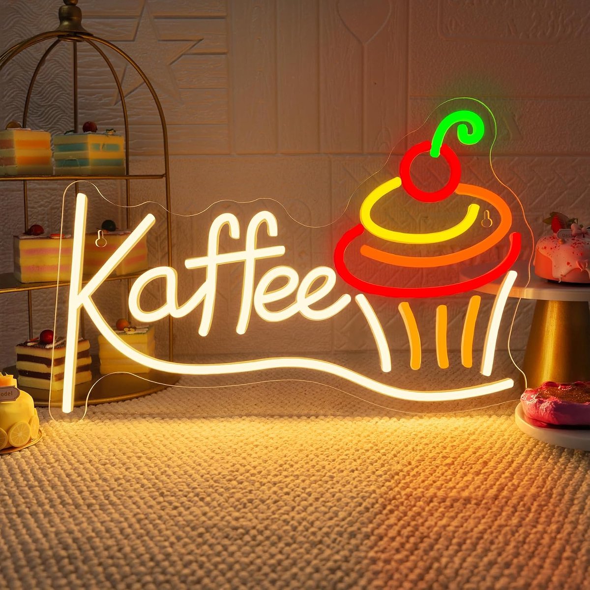 neonbord, led-bord, koffie, dimbaar, led-belettering, taartvorm, lichtbord, toepasbaar voor de decoratie van plaatsen zoals lichtcafés, bakkerijen, dessertwinkels en bistro's