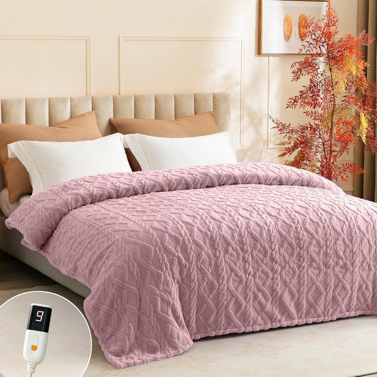 Elektrisch Deken 150x200cm, Zacht en Wasbaar Comfortabel, Roze