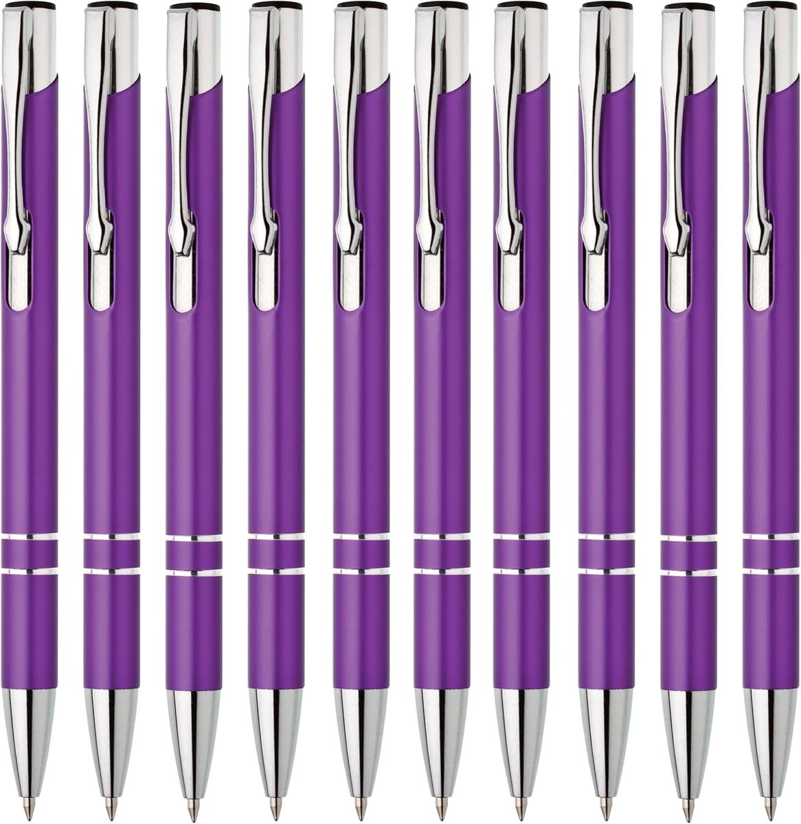 balpen, set van 10 hoogwaardige blauwe inkt, premium cullis voor kantoor, school en huishouden (paars)
