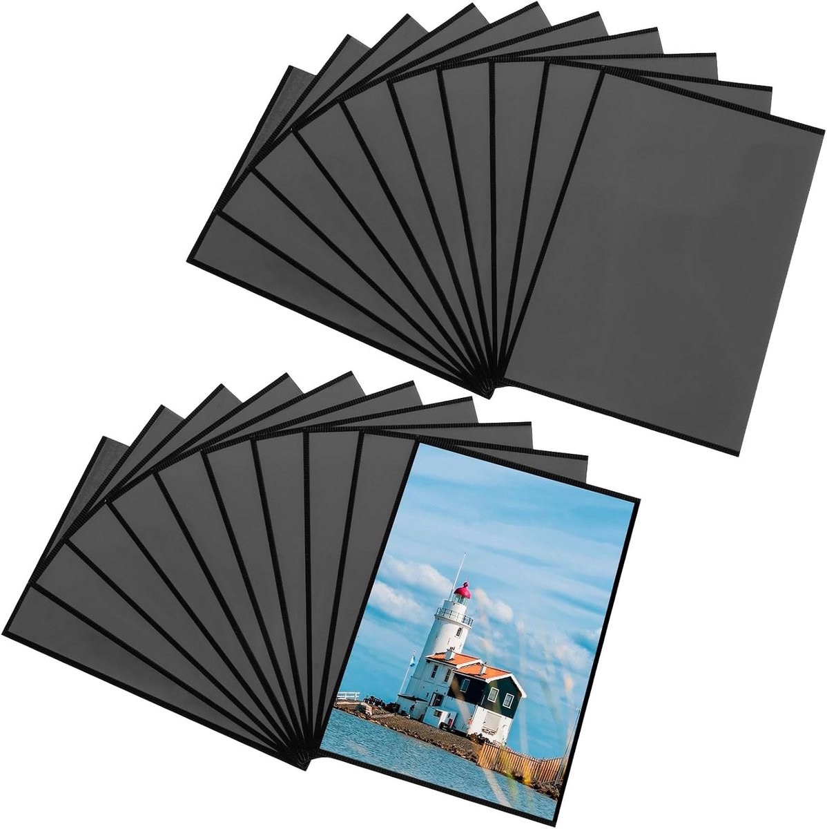 10 stuks magnetische beeldlijst, 15 x 10 cm Fotomagneten Zelfvormen, Koelkastmagneten Fototaschen für Fotos Postkaarten, Zwart