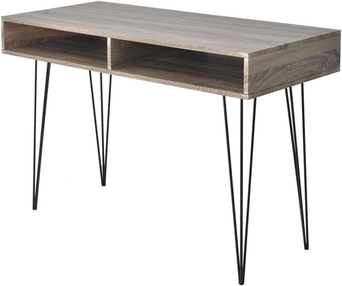 Bureau met 2 vakken, tafel, werktafel, computertafel, MDF-tafelblad, 110 x 50 x 76 cm, voor werkkamer of kinderkamer