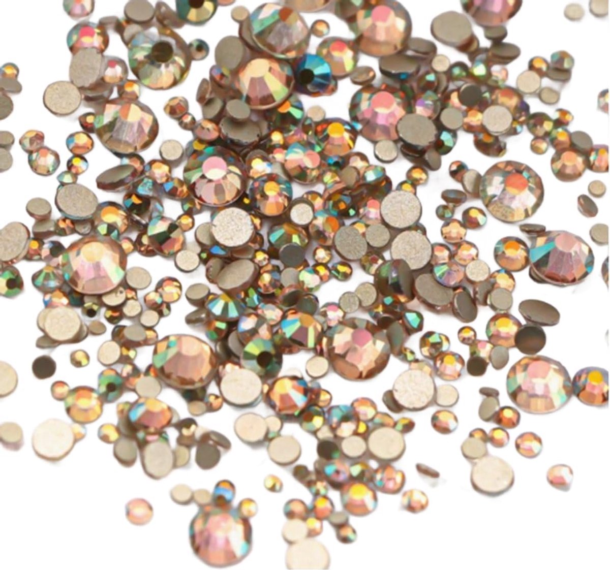 Strass Steentjes - 1440 stuks - SS4 tot SS20 - Mix wit AB Bruin Goud kleurig stenen glitters nail art kleding versieren