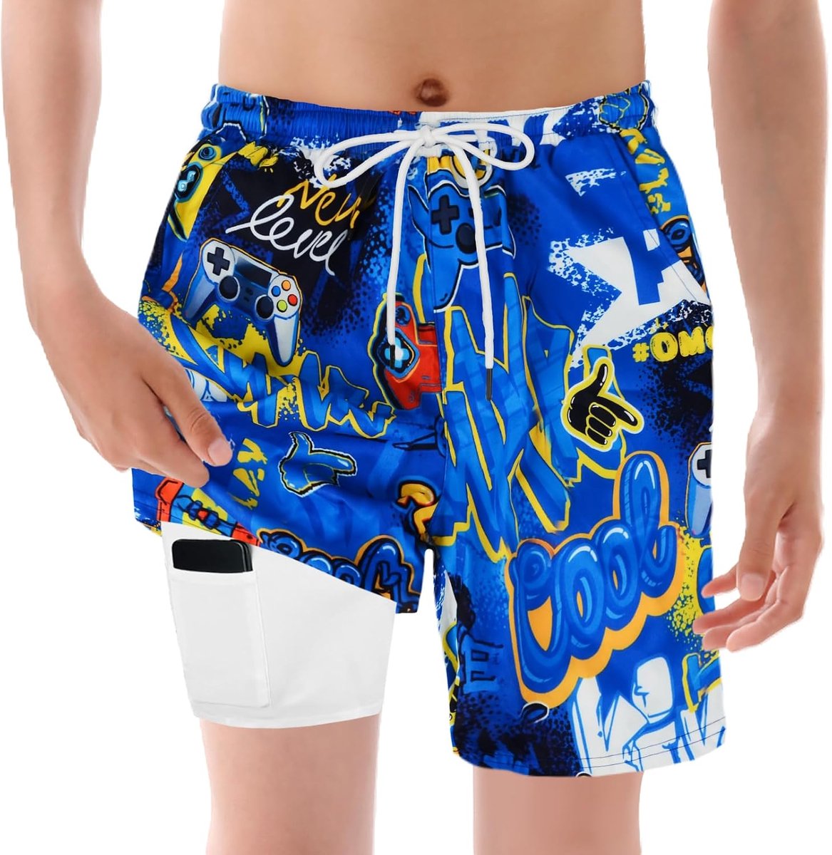 Jongenszwembroeken met compressievoering, zwemshorts voor kinderen met UV-bescherming 50+, sneldrogende zwemkleding, stijlvolle shorts geschikt voor hardlopen & fietsen