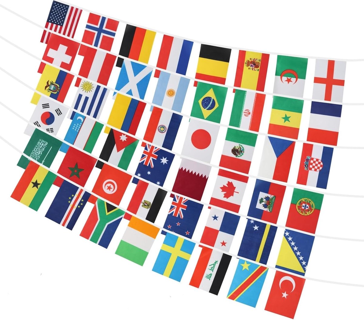 48 stuks vlaggen landen wereld, vlaggen van de wereld, banner, 14 x 21 cm, internationale vlaggen, bunting, hangende decoraties voor bars, sportclubs, feesten, evenementen