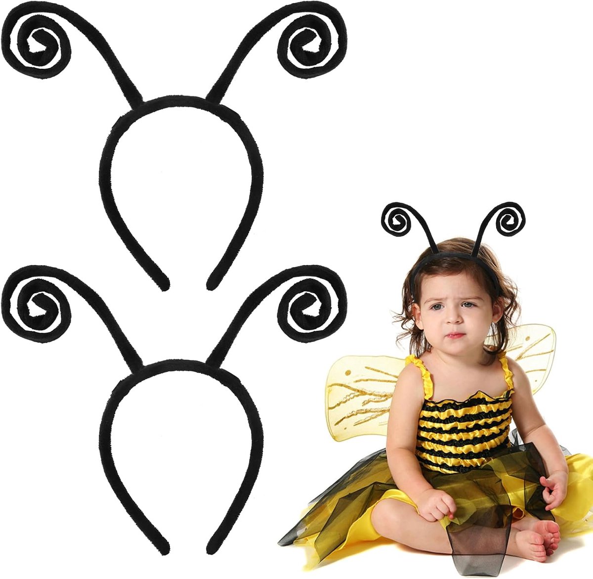 2 stuks vlinderhaarband, verstelbare bijenhaarband, kever hoofdband, mieren haarband insecten voor volwassenen en kinderen, hoofdband voor carnaval, themafeest