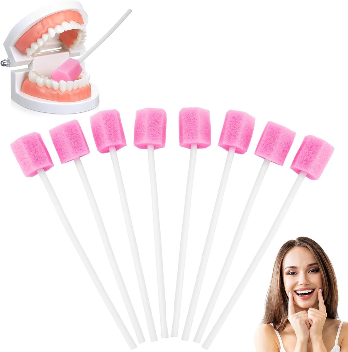 120 stuks mondverzorgingsstaafjes, draagbare mondverzorgingsspons (roze)