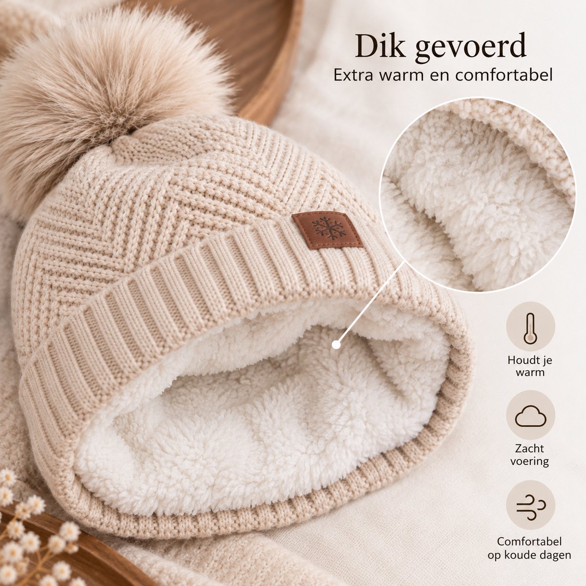 BRD® Winterset met Wol Zwart - 3-Delig - Muts Sjaal Handschoenen - Unisex — cadeau in Mode & Accessoires - foto 3