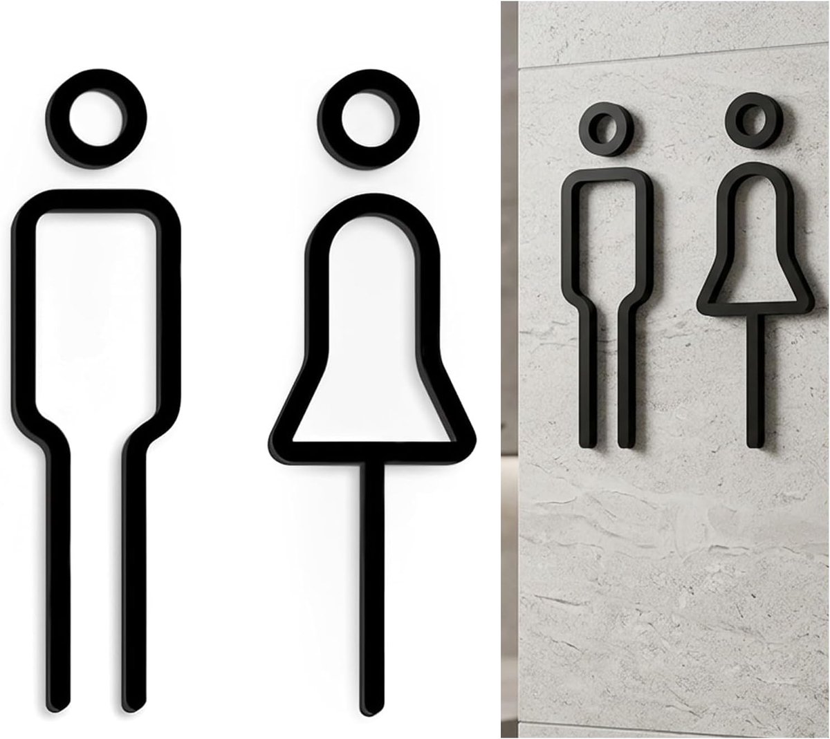 zwart toiletbord zelfklevend met mannen vrouwen symbool toiletbord elegant badkamer bord acryl deurbord voor toilet gasten toilet deurbord voor mannen vrouwen