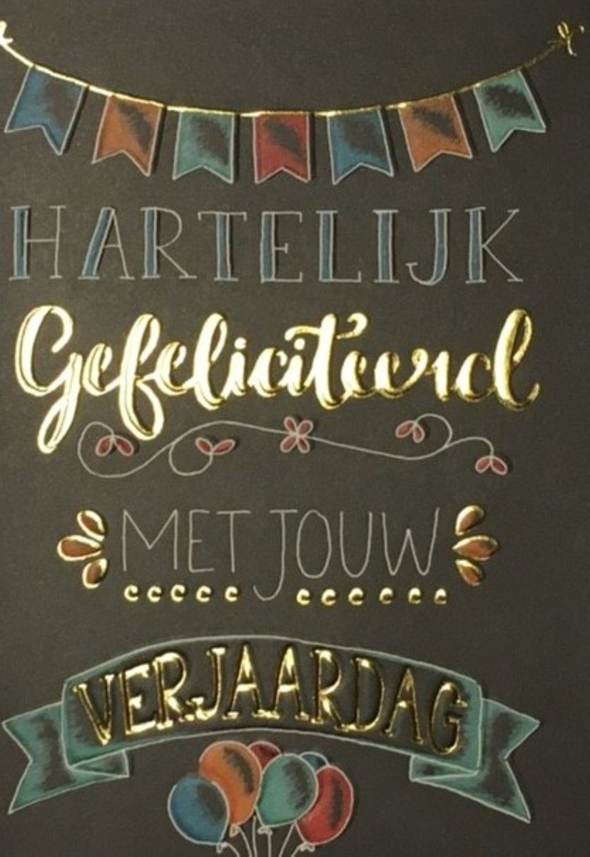 Luxe Wenskaart Verjaardag - Wenskaarten - Verjaardagskaart - Jarig - Happy Birthday - Geburtstag - Anniversary - Serie Sketch'd - Artige - Kaart - 1 Stuks - In Folie - Gratis Verzonden - Hoge Afnamekortingen - 12x17cm