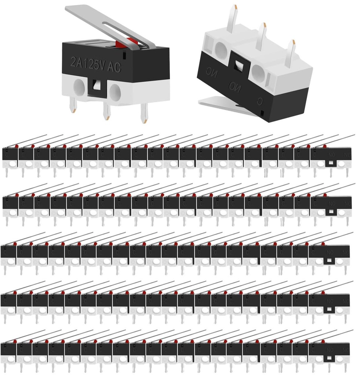 Microschakelaars, AC 1A 125V 3pin SPDT scharnierhendel, mechanische eindschakelaar, momentane eindschakelaar, micro voor Arduino