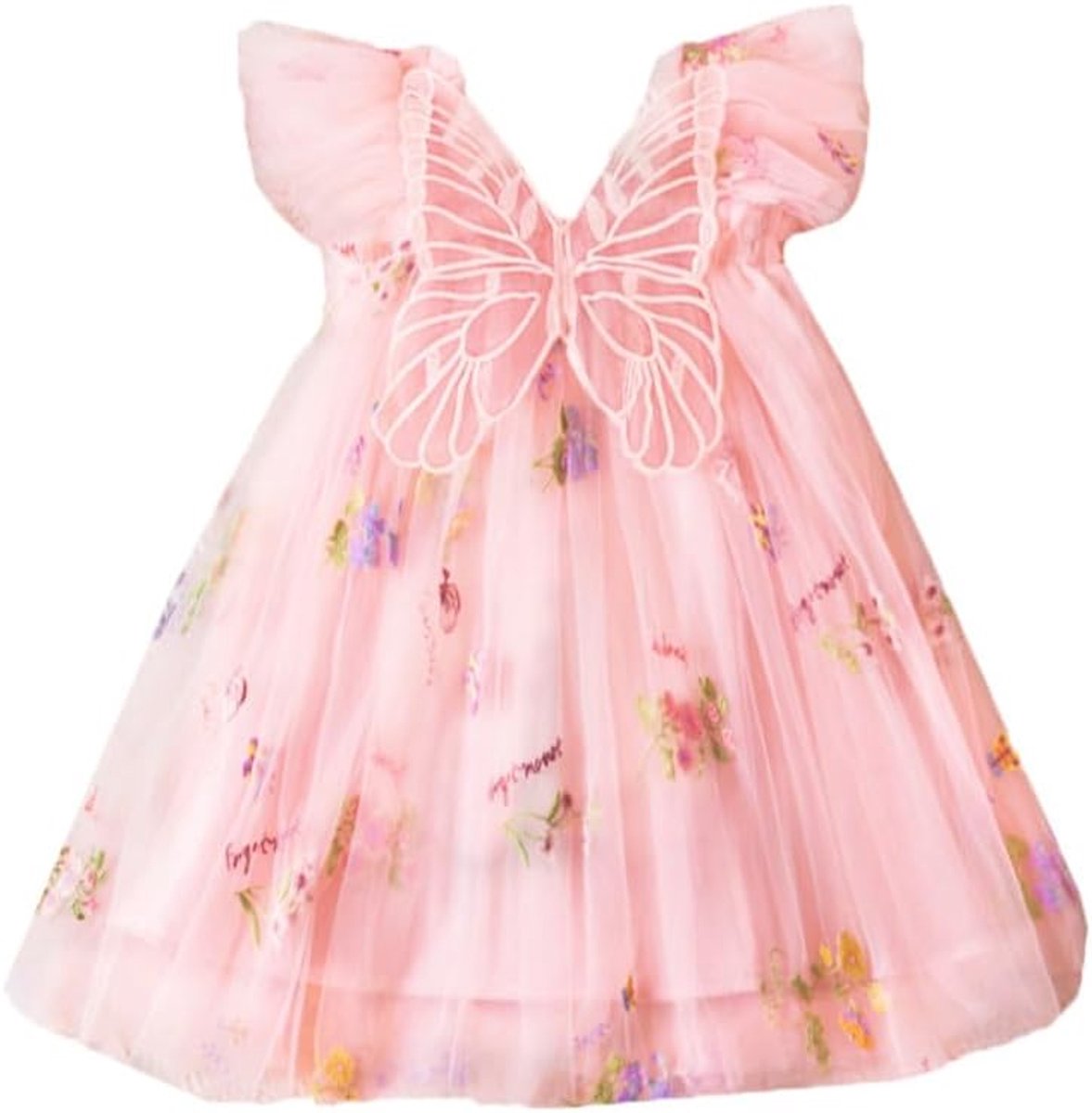 tule jurk met tutu voor meisjes, met vlinderborduurwerk, voor feest, verjaardag, prinsessenjurk