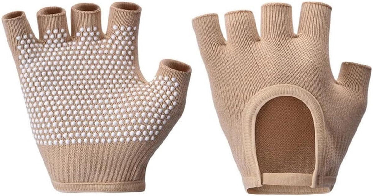 handschoenen voor dames, ademend, antislip, trainingshandschoenen met siliconen stippen, vingerloze sporthandschoenen, rijhandschoenen voor pilates, gym, fitness, oefeningen, fietsen
