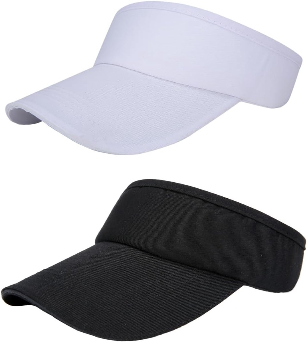 2 stuks honkbalpet, honkbalpet, uniseks, verstelbaar, met vizier, casual vizier, sport, baseballpet, hiphop, hoed voor fietsen, vissen, tennis, hardlopen, Wit, M