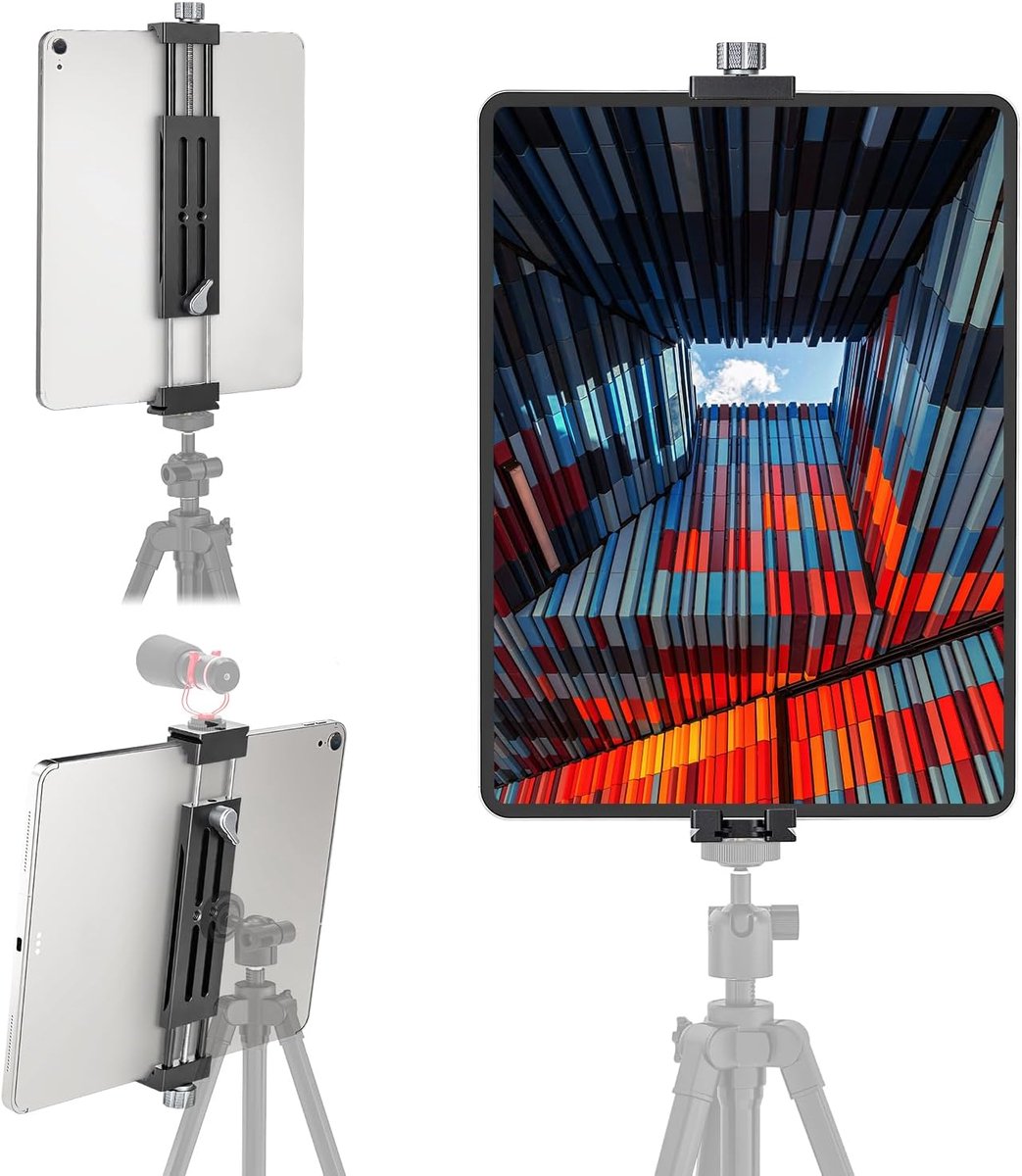 iPad Houder Statief, Aluminium Tablet Statief Mount voor iPad, iPad Statief Adapter, Tablet Statief Houder met Cold Shoe 2 Acra Swiss QR Mount voor 4.7-14 inch Tablets Mobiele