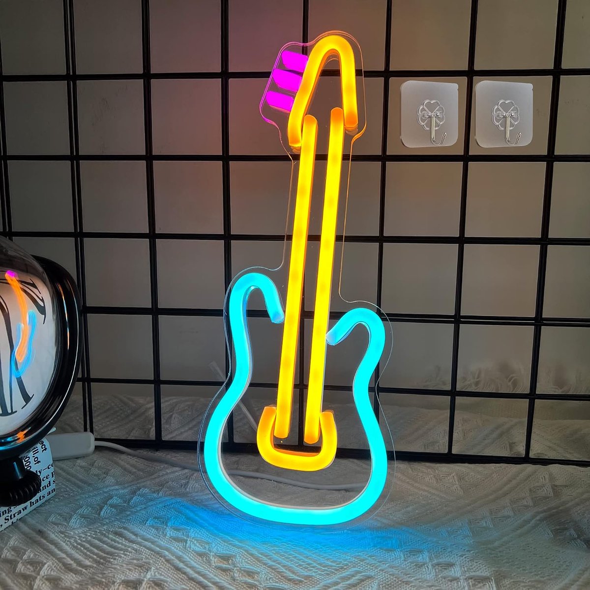 Neonlamp in vorm van gitaar, beste acryl LED-neonlamp met USB, voor slaapkamer, kunstmuur, muziekstudio, Kerstmis, bruiloft, feest, gitaarliefhebbers, huisdecoratie, geschenken