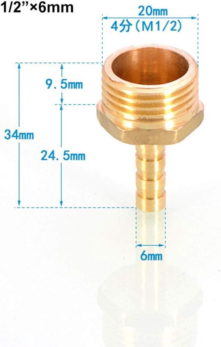 1 Stks BSP Slang connector Messing Pijp Fitting 6mm/8mm/10mm/12mm/16mm/19mm/25mm, Slang Weerhaak Staart Mannelijke BSP Draad Connector Gezamenlijke Koper Koppeling Adapter