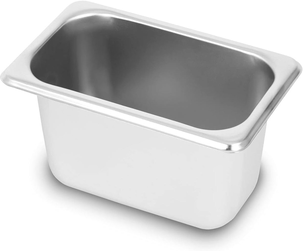 vertes Gastronorm GN container, afmetingen 1/9 en diepte 100 mm, roestvrij staal, hygiënisch, roestvrij, krasbestendig, temperatuurbestendig van -40 tot +300 °C, voor Bain Marie en veelzijdig gebruik in de horeca