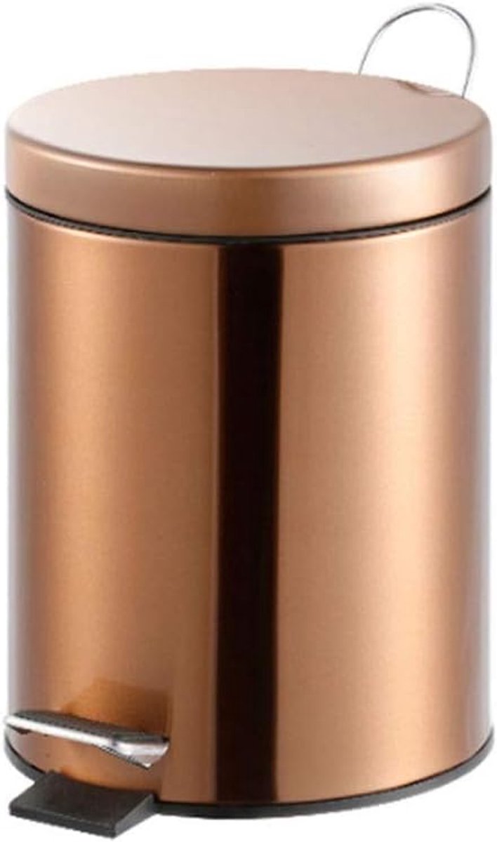 Prullenbak Stainless Steel Rubbish Bin pedaal prullenbak Wastebasket Garbage Container Bin met Deksel for badkamer keuken Waste Bin Vuilnisbak (Color : Rose gold, Grootte : 5L)