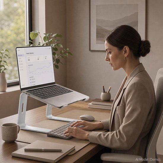 Laptopstandaard aluminium laptop riser compatibel met notebookcomputer(10~15,6 inch), Apple Mac MacBook Air Pro, HP, Dell, Samsung, Acer, afneembare ergonomische notebookstandaard, Zilver — afbeelding 5