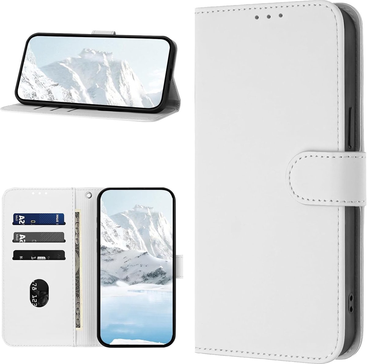 Hoesje voor iPhone 13 Mini, Premium PU Bookcase Telefoonhoesje [Kaartsleuven] Beschermhoes Portemonnee, Flip Wallet Case Hoesje voor iPhone 13 Mini (Wit)