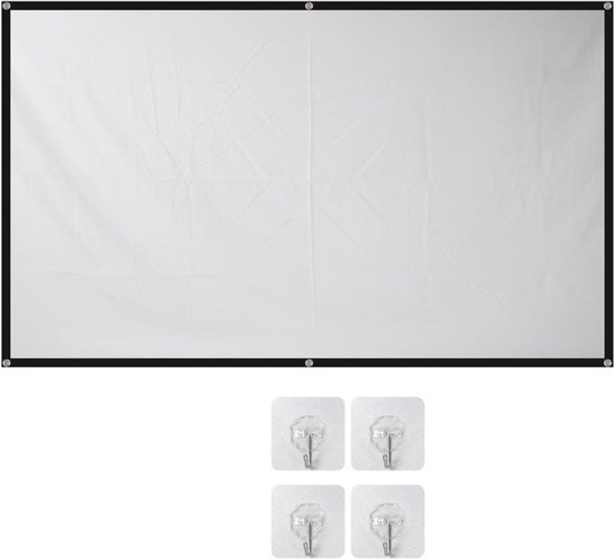 Projectorscherm - Draagbaar Scherm - Thuisbioscoop - Kreukvrij Polyester - 72 inch 16:9 - Wit