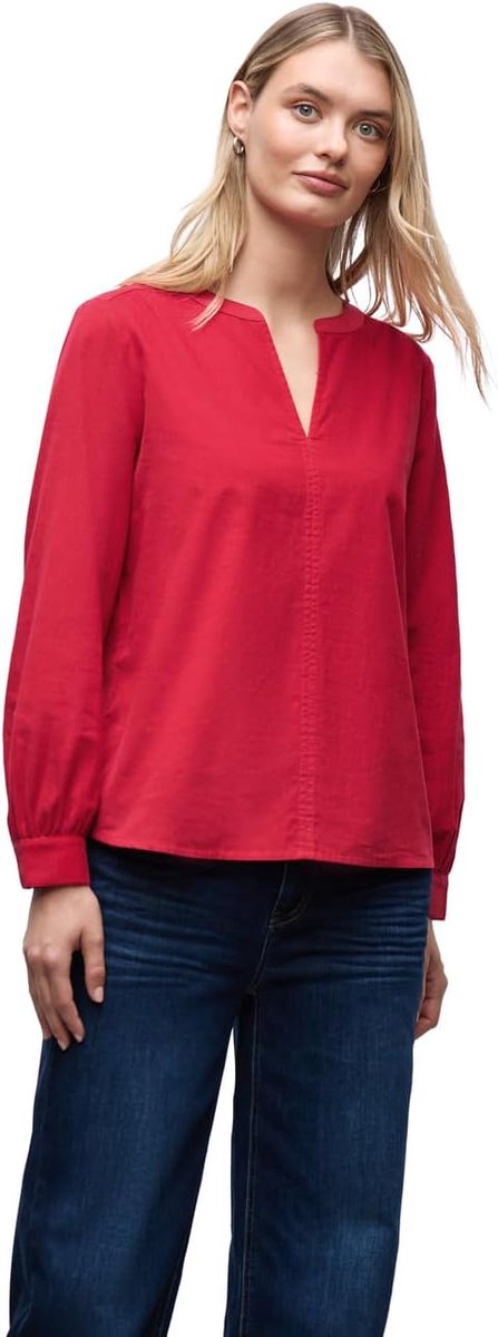 One 3412338 Corduroy blouse in effen kleur, Racing Red, 38 dames
