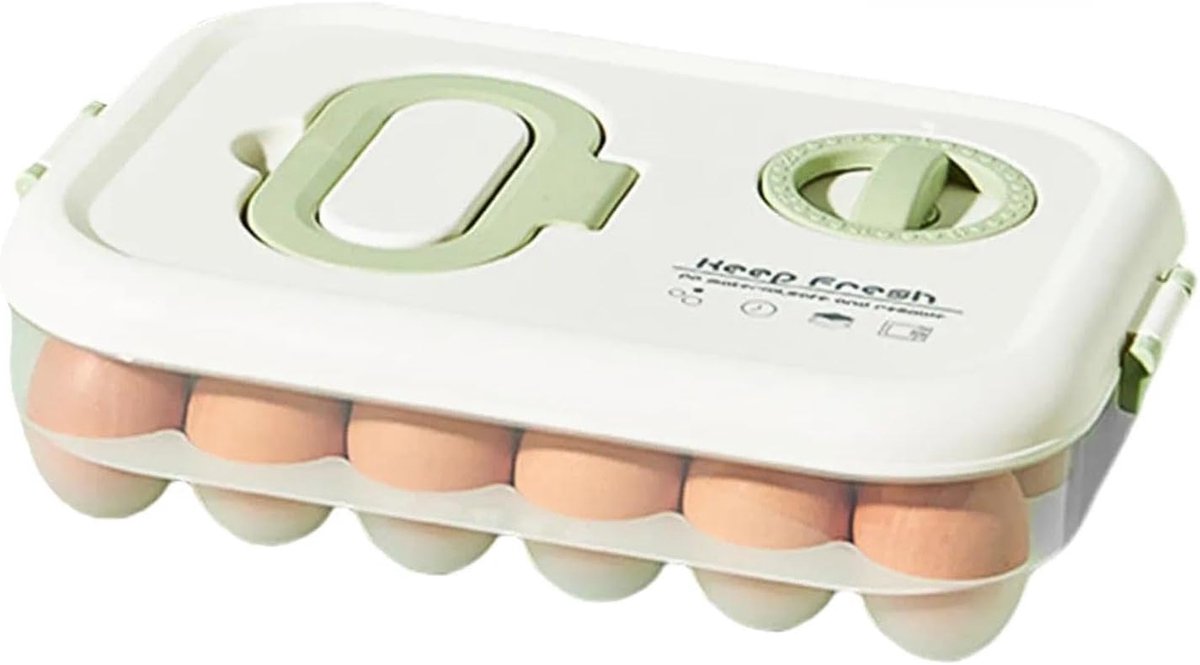 Eierdoos 24 Vakken met Timer | Transparante Opbergbox voor