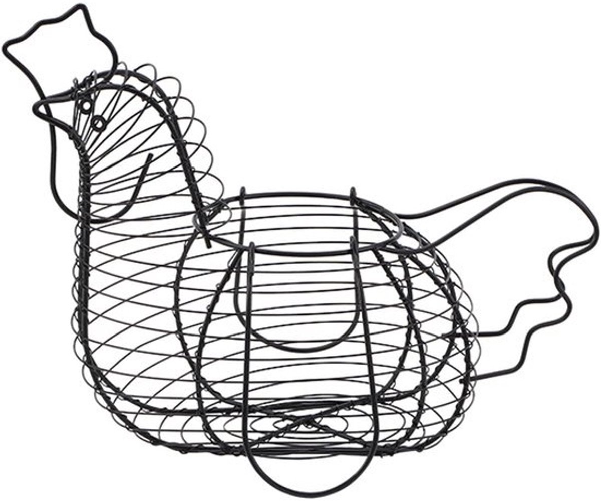 Eiermand Kippenvorm - Eierhouder Keuken - Eieren Verzamelen - Open Draadontwerp - 265 x 34 x 22 cm - Zwart