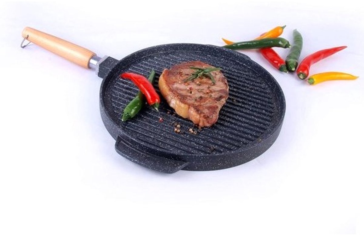 Grillplaat - Bakplaat Aluminium - Koken - Gegoten Aluminium - 32 cm - Zwart