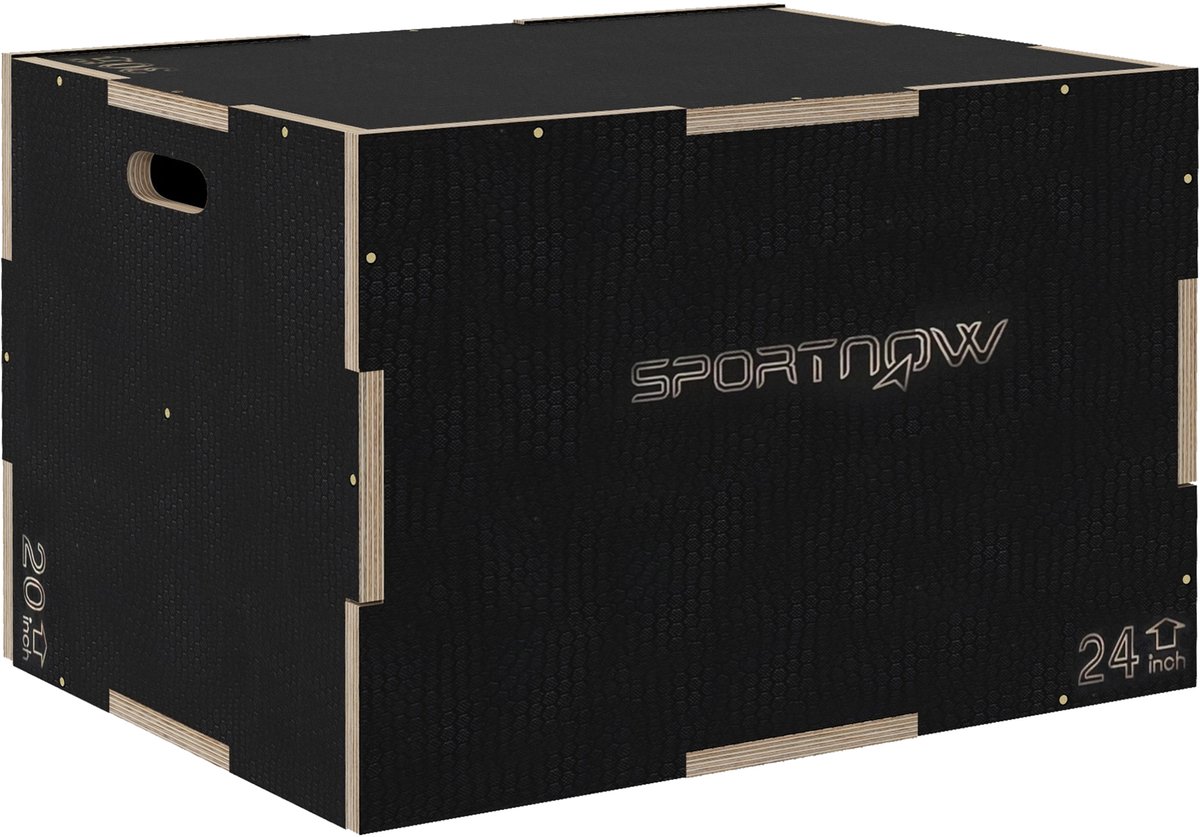 Sello! plyo box- springbox – springboks – 3 hoogtes 51-61-76 cm – max belasting 120kg – beukenhout – 76 x 61 x 51 cm – zwart