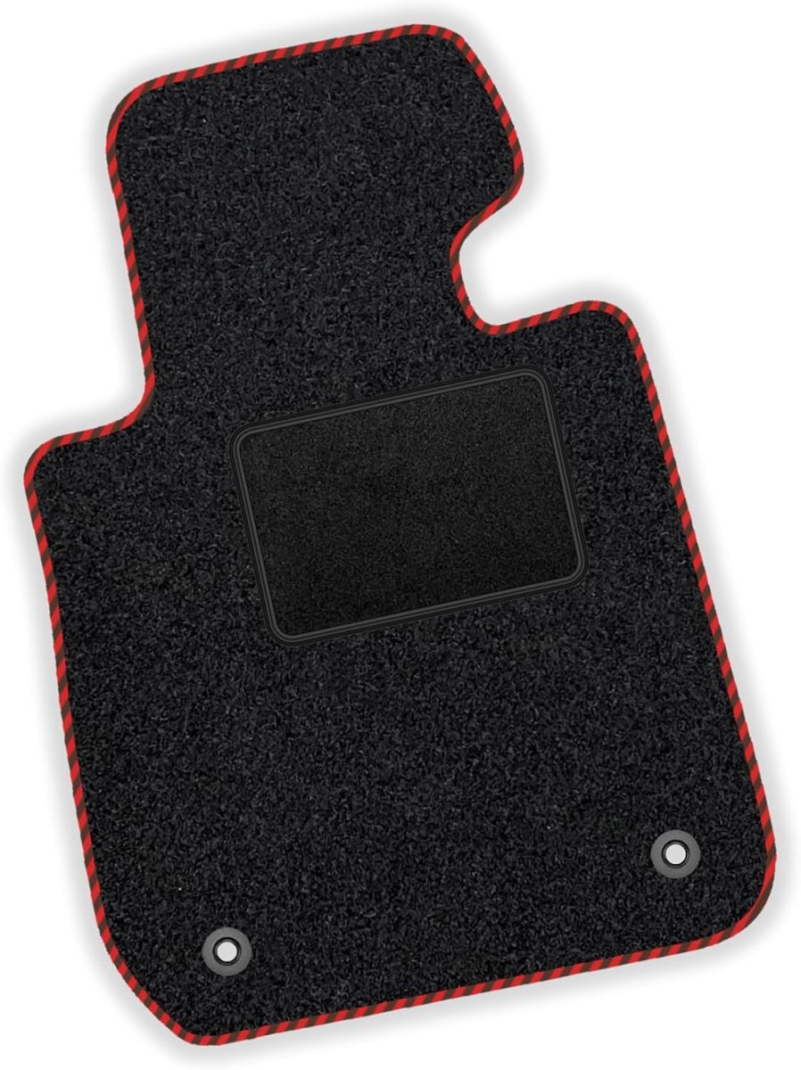 Moto-MOLTICO Autovoetmat voor bestuurder - velours automatten geschikt voor Skoda Octavia I 1996-2010 - 1-delige set - zwarte automatten met rode siernaden